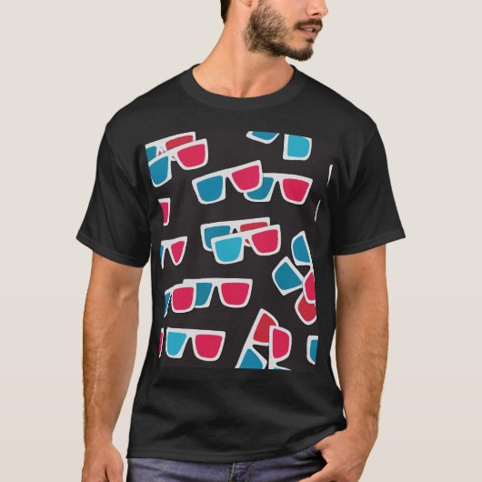 Bioscoop 3D-bril: naadloos patroon T-shirt (Voorkant)