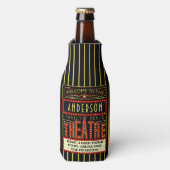 Bioscoop Bioscoop Marquee | Aangepaste familienaam Flesjeskoeler (Fles Voorkant)