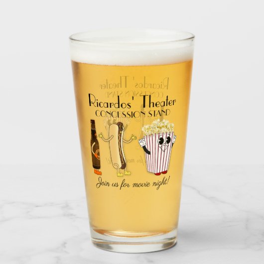 Bioscoop Concessie Stalletje Hotdog Popcorn Pint Glas (Voorkant gevuld)