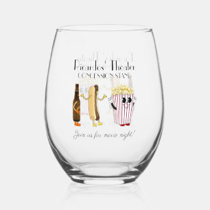 Bioscoop Concessie Stand Hotdog Popcorn Wijnglas Zonder Voet