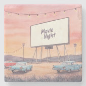 Bioscoop Drive-in Stenen Onderzetter (Voorkant)