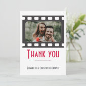 Bioscoop en Bloemen Thema Bruiloft Dank u kaart (Staand voorkant)