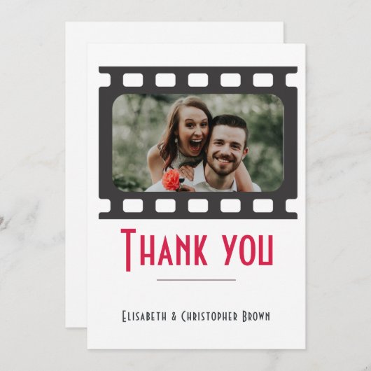 Bioscoop en Bloemen Thema Bruiloft Dank u kaart (Voorkant / Achterkant)