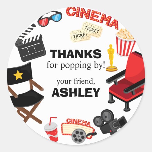 Bioscoop Film Nacht Stickers (Voorkant)
