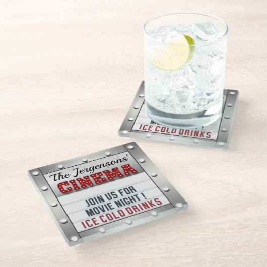 Bioscoop Film Nachttheater Glas Onderzetters (Schuin)