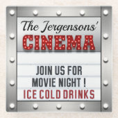 Bioscoop Film Nachttheater Glas Onderzetters (Voorkant)