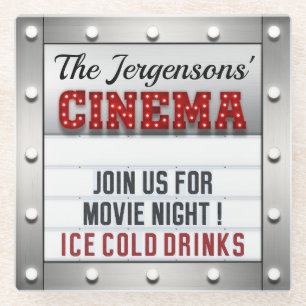 Bioscoop Film Nachttheater Glas Onderzetters