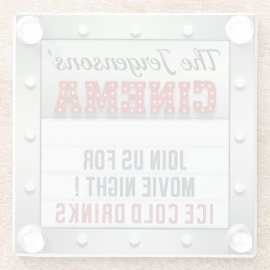 Bioscoop Film Nachttheater Glas Onderzetters (Achterkant)