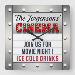 Bioscoop Film Nachttheater Wandklok