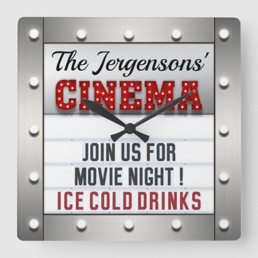 Bioscoop Film Nachttheater Wandklok (Voorkant)