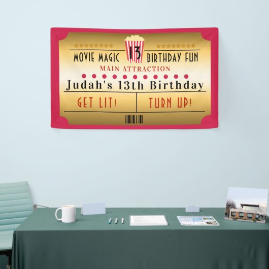 Bioscoop Film Popcorn Ticket Verjaardagsfeestje Ba Spandoek (Beurs)