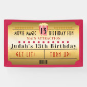 Bioscoop Film Popcorn Ticket Verjaardagsfeestje Ba Spandoek (Horizontaal)