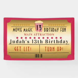 Bioscoop Film Popcorn Ticket Verjaardagsfeestje Ba Spandoek