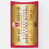 Bioscoop Film Popcorn Ticket Verjaardagsfeestje Ba Spandoek (Verticaal)