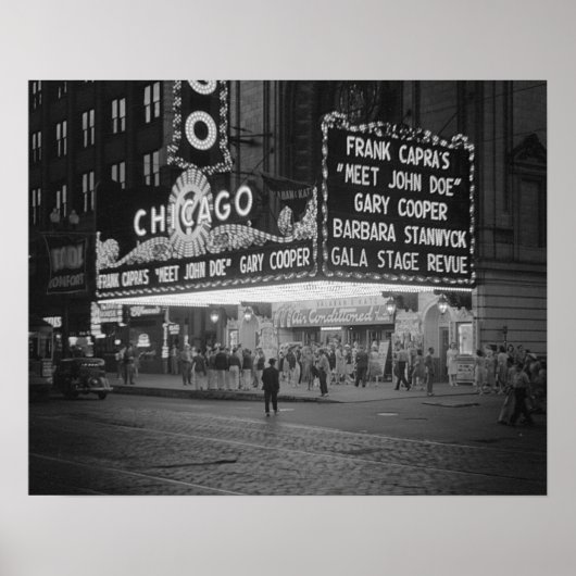 Bioscoop in Chicago, 1941. Oude foto Poster (Voorkant)