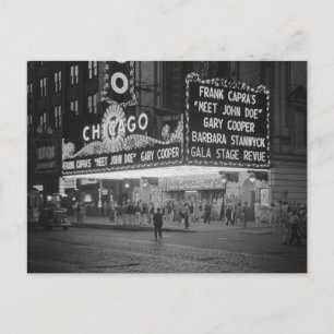Bioscoop in Chicago 's nachts, 1941 Briefkaart