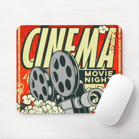 BIOSCOOP: Movie Night Retro Mousepad Muismat (Met muis)