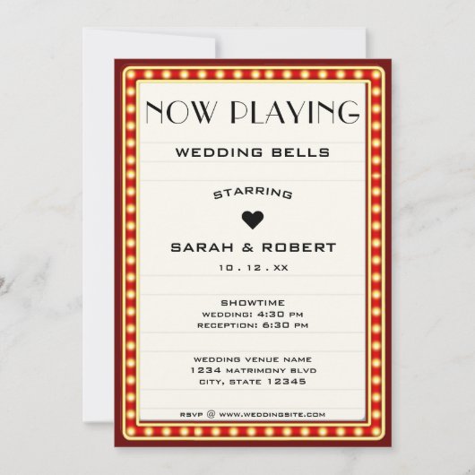 Bioscoop Neonreclamebord Rode Huwelijk Kaart (Voorkant)