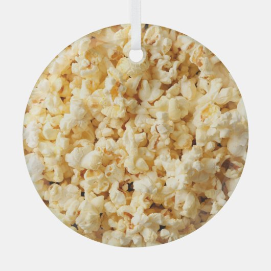 Bioscoop Popcorn volledige achtergrond. Glas Ornament (Voorkant)