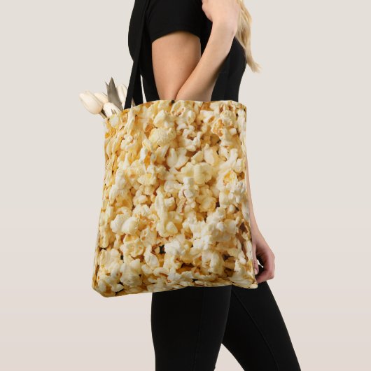 Bioscoop Popcorn volledige achtergrond. Tote Bag (Dichtbij)