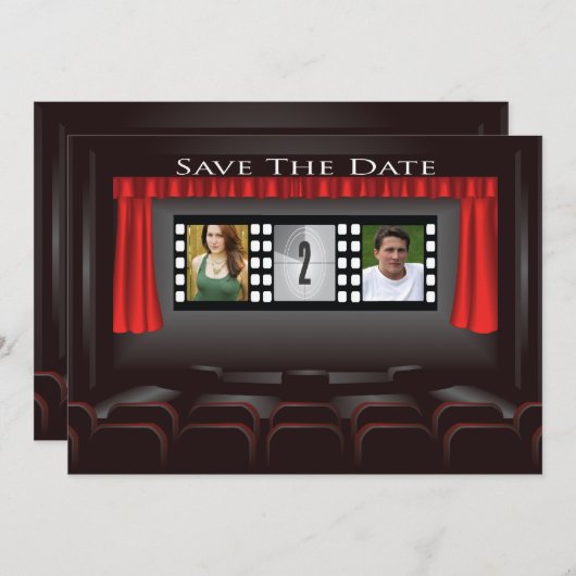 Bioscoop Save The Date Aankondiging (Voorkant / Achterkant)