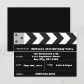 Bioscoop Ster Clapper Hollywood Uitnodiging (Voorkant / Achterkant)