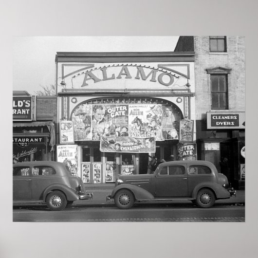 Bioscoop The Alamo, 1937. Oude foto Poster (Voorkant)