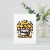 Bioscoopavond Plezierige Speelse Popcorn Briefkaart (Staand voorkant)