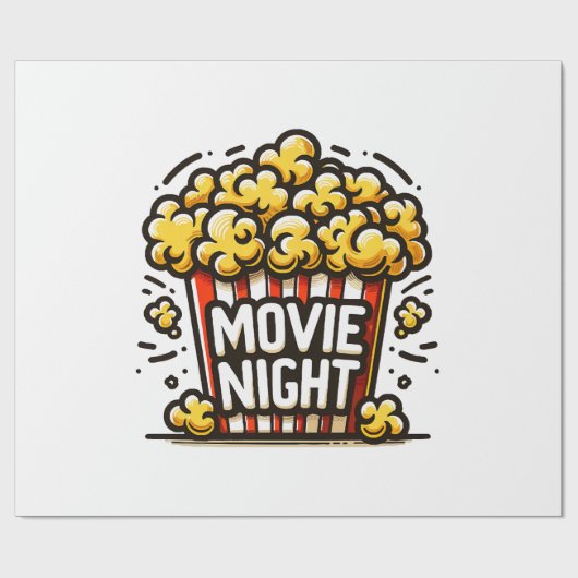 Bioscoopavond Plezierige Speelse Popcorn Cadeaupapier (Vlak)
