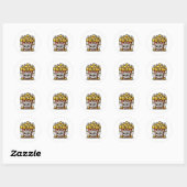 Bioscoopavond Plezierige Speelse Popcorn Ronde Sticker (Vel)