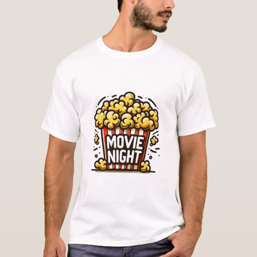 Bioscoopavond Plezierige Speelse Popcorn T-shirt (Voorkant)