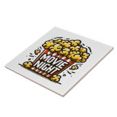 Bioscoopavond Plezierige Speelse Popcorn Tegeltje (Zijkant)