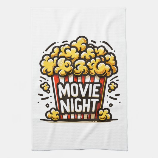 Bioscoopavond Plezierige Speelse Popcorn Theedoek (Verticaal)