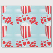 Bioscoopdatum Nacht van Popcorn en Harten Cadeaupapier (Vlak)