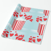 Bioscoopdatum Nacht van Popcorn en Harten Cadeaupapier (Uitgerold)