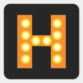 Bioscoopkader letter aangepast gloeilamplettertype vierkante sticker (Voorkant)