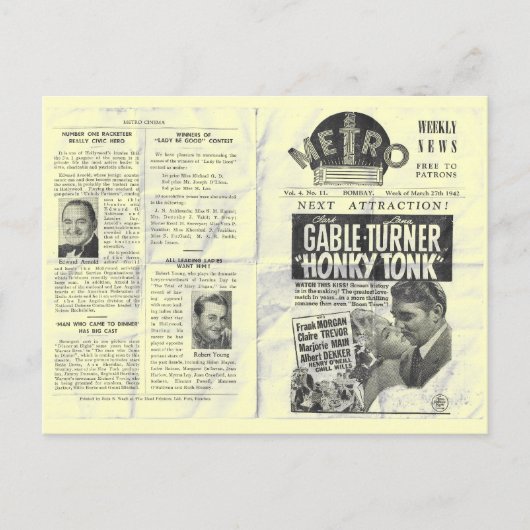 bioscoopnieuws! HONKY-TONK Briefkaart (Voorkant)