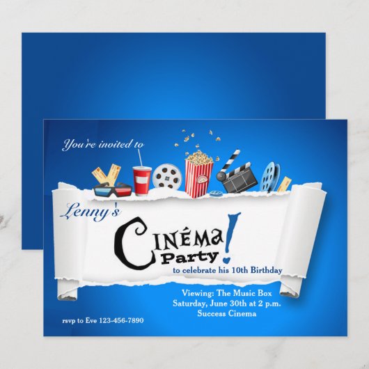 Bioscooppartij Kaart (Voorkant / Achterkant)