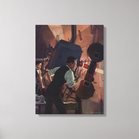 Bioscoopprojecteur, Vintage Bedrijf Canvas Afdruk (Voorkant)