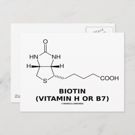 Biotine (vitamine H of B7) Chemische molecule Briefkaart (Voorkant / Achterkant)
