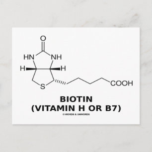 Biotine (vitamine H of B7) Chemische molecule Briefkaart