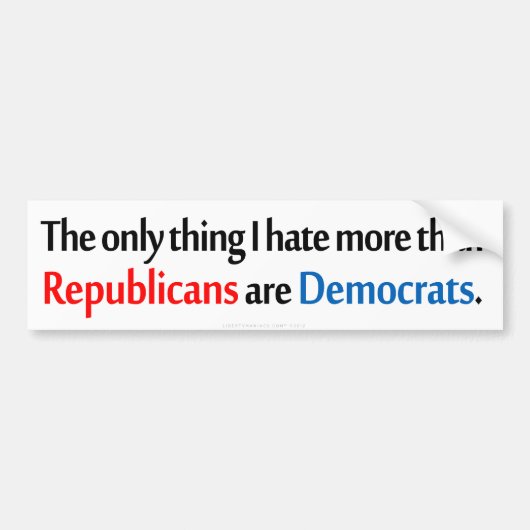 Bipartisan bumpersticker vol haat (Voorkant)