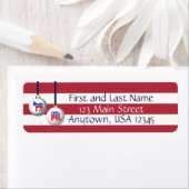 Bipartisan Red White en Blue Patriotic Kerstmis Etiket (Insitu)