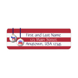 Bipartisan Red White en Blue Patriotic Kerstmis Etiket