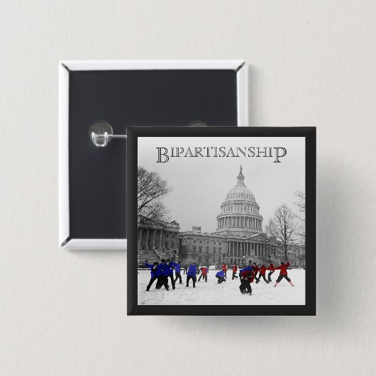 Bipartisan Snowball Fight Vierkante Button 5,1 Cm (Voorkant /achterkant)