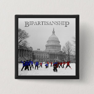 Bipartisan Snowball Fight Vierkante Button 5,1 Cm