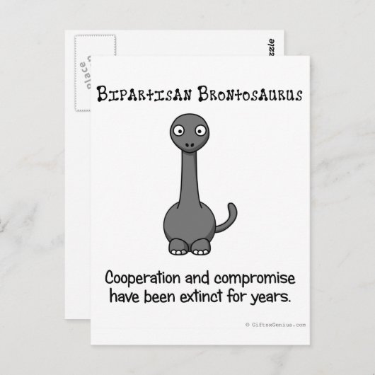 Bipartizanschap is uitgestorven zoals de dinosauru briefkaart (Voorkant / Achterkant)