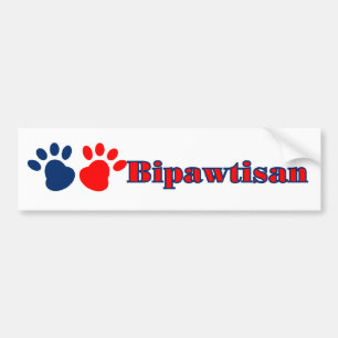 Bipawtisan Funny Dog Paws in Red Blue Politics Bumpersticker