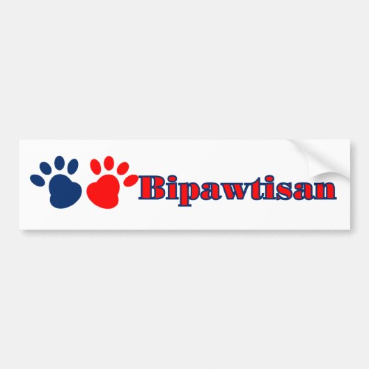 Bipawtisan Funny Dog Paws in Red Blue Politics Bumpersticker (Voorkant)