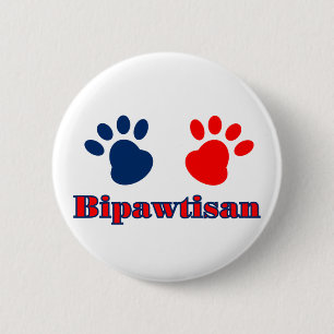 Bipawtisan Funny Dog Paws in Red Blue Politics Ronde Button 5,7 Cm